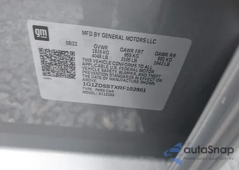 2024 Chevrolet Malibu Fwd 1Lt из США, поврежденный, VIN 1G1ZD5STXRF103901